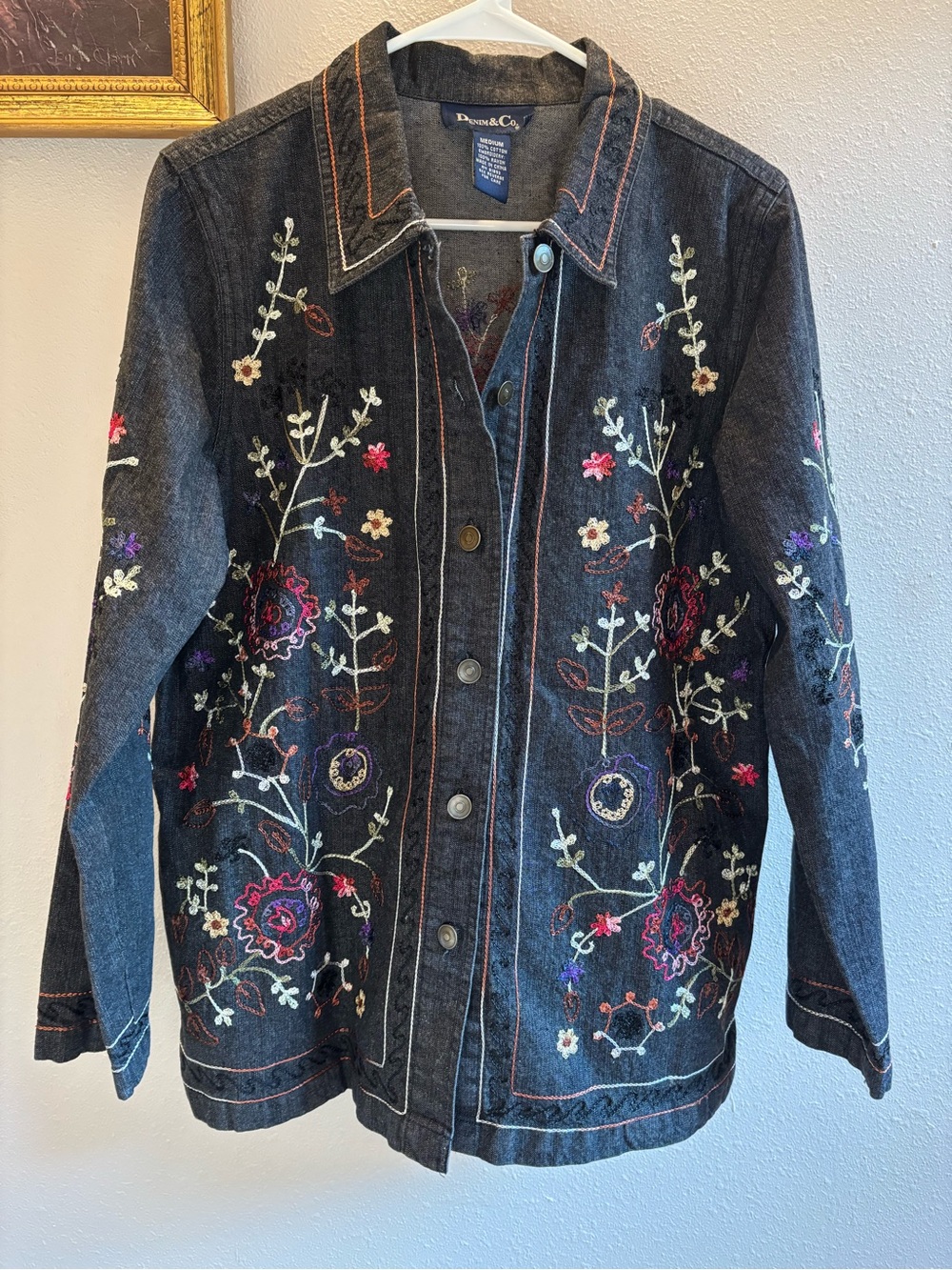 Vintage Denim & Co Embroidered Button Up